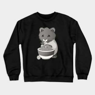 funny cat eating spaghetti by kaziknows Crewneck Sweatshirt